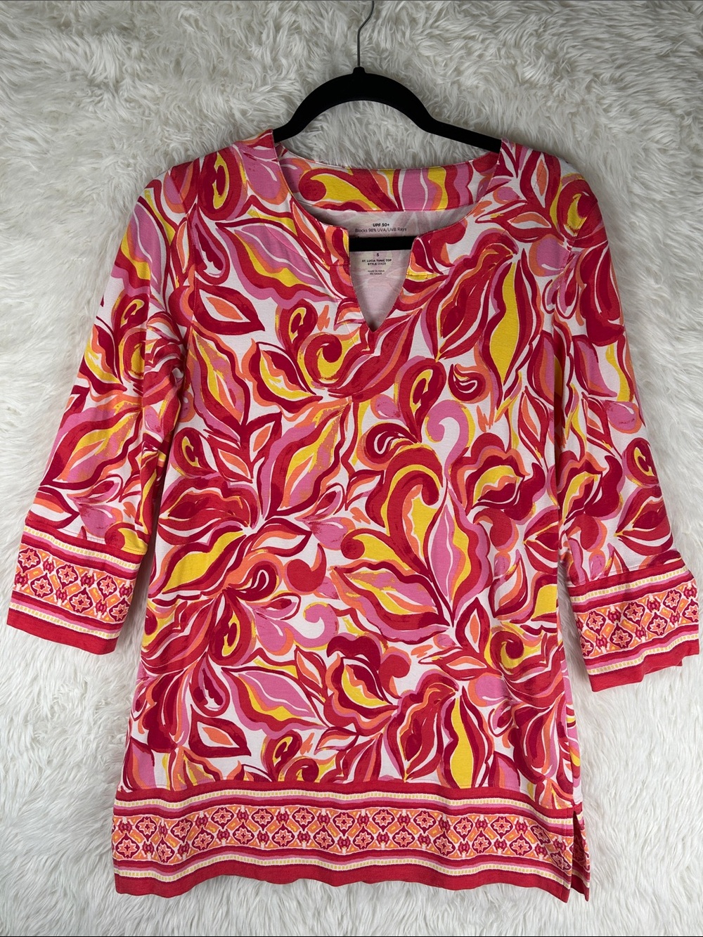 Coolibar Pink Yellow St Lucia Tunic UPF50+